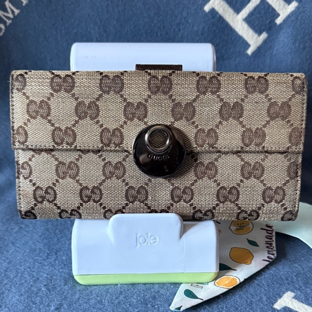 Gucci Beige and Brown Monogram Wallet